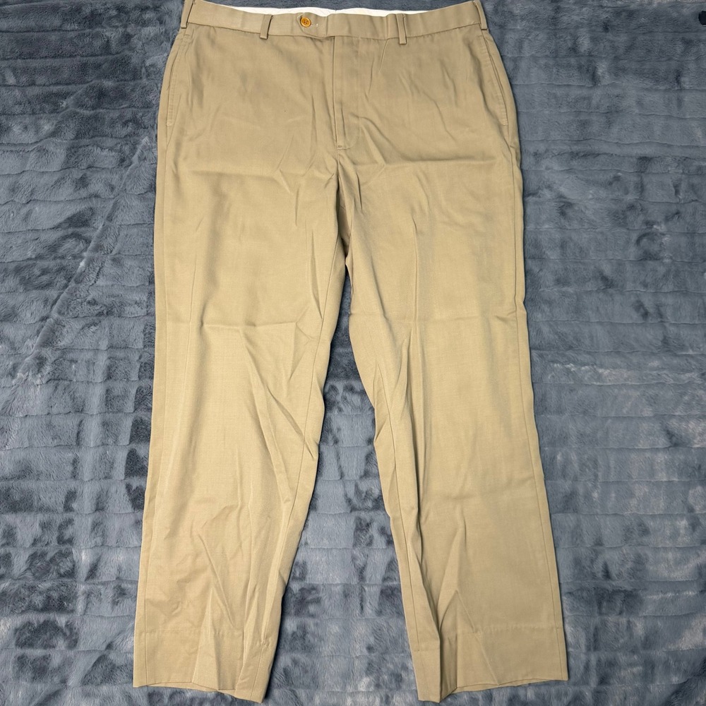 Brooks Brothers 1818 Madison Mens Wool Dress Pants Khaki Tan 37x30 Flat Front
